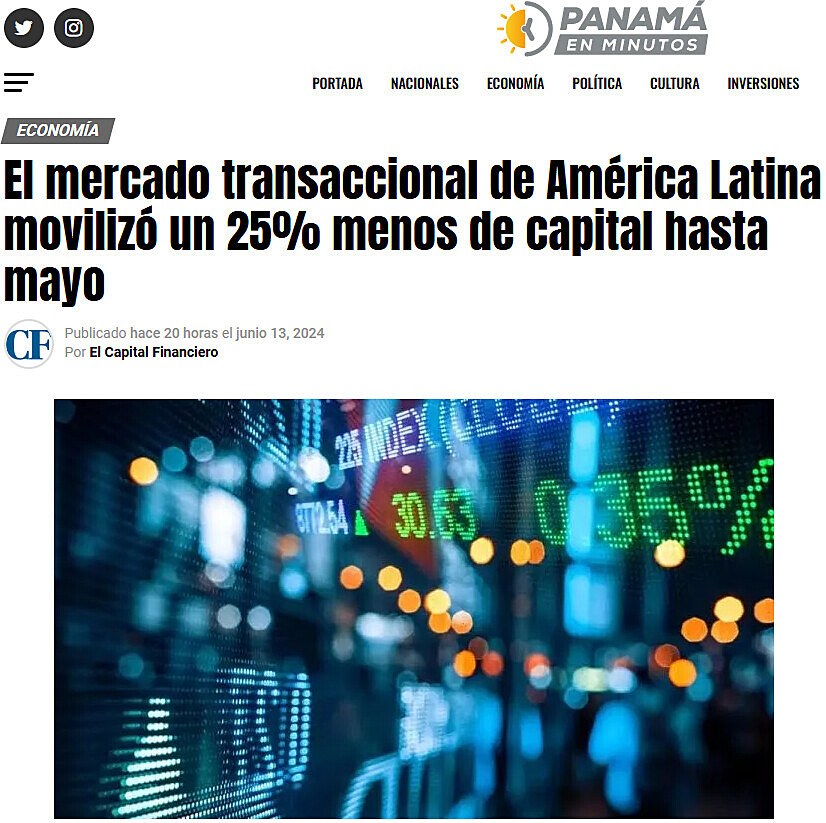 El mercado transaccional de Amrica Latina moviliz un 25% menos de capital hasta mayo